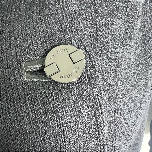 St. John Blazer Women 10 Santana Knit Black Button Down Jacket C2 - Picture 4 of 9